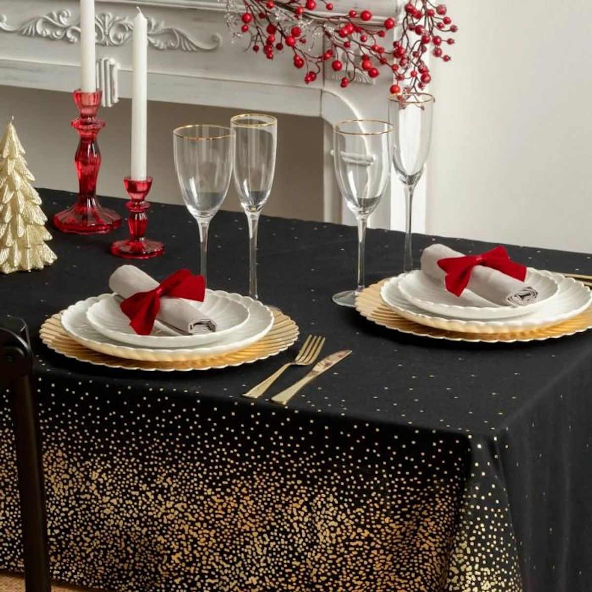 FEERIC LIGHT & CHRISTMAS Nappe Imprimée Léopard  Colorama  140x240cm Noir & Or