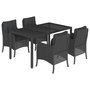 Voir la diapositive 2 : VIDAXL Ensemble a manger de jardin coussins 5pcs Noir Resine tressee
