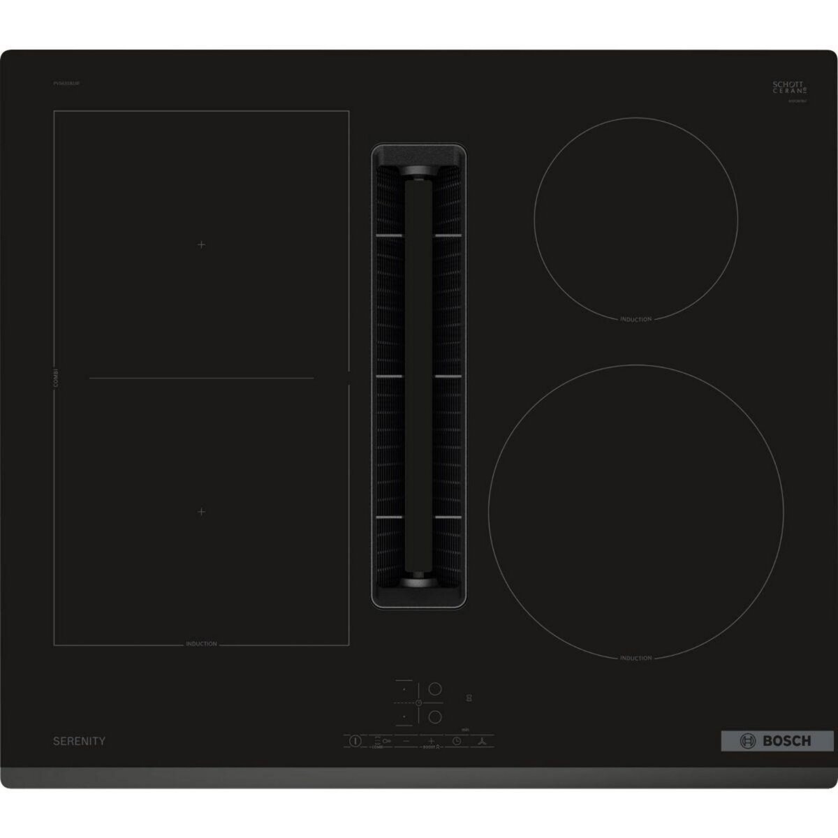 BOSCH Plaque induction aspirante PVS63SB16F, SERINITY, CombiZone