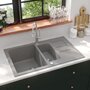 VIDAXL Evier de cuisine avec deux lavabos Gris Granit