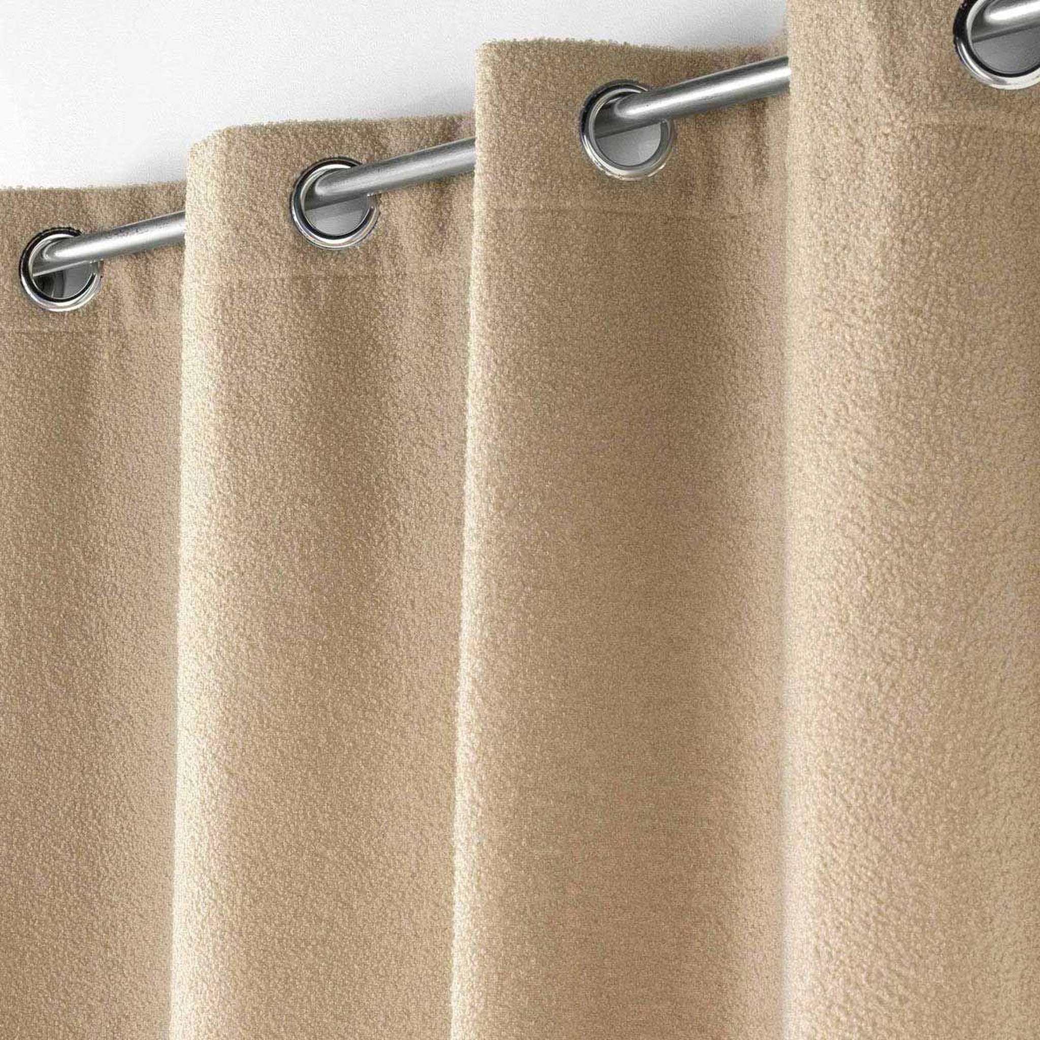 Voir la diapositive 2 : Douceur d'Intérieur Rideau à œillets bouclette  wooly  140x240cm beige