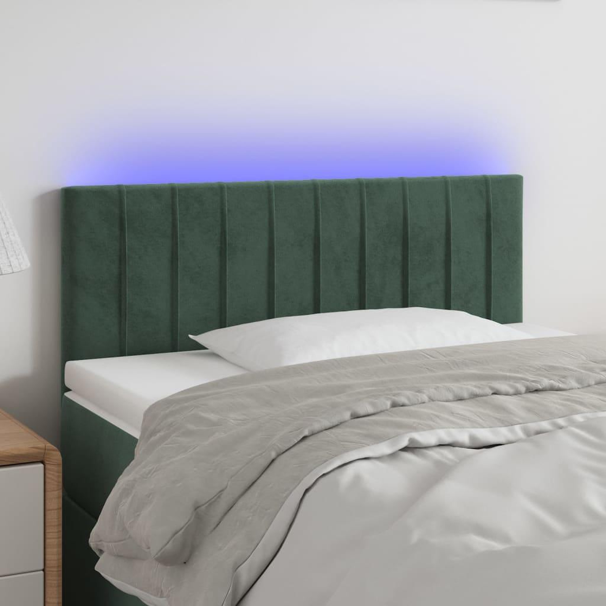 Voir la diapositive 1 : VIDAXL Tete de lit a LED Vert fonce 80x5x78/88 cm Velours