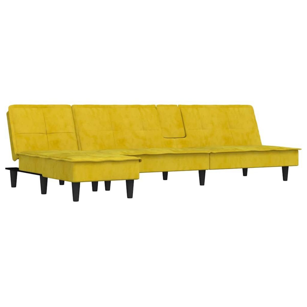 VIDAXL Canape-lit en forme de L jaune 255x140x70 cm velours