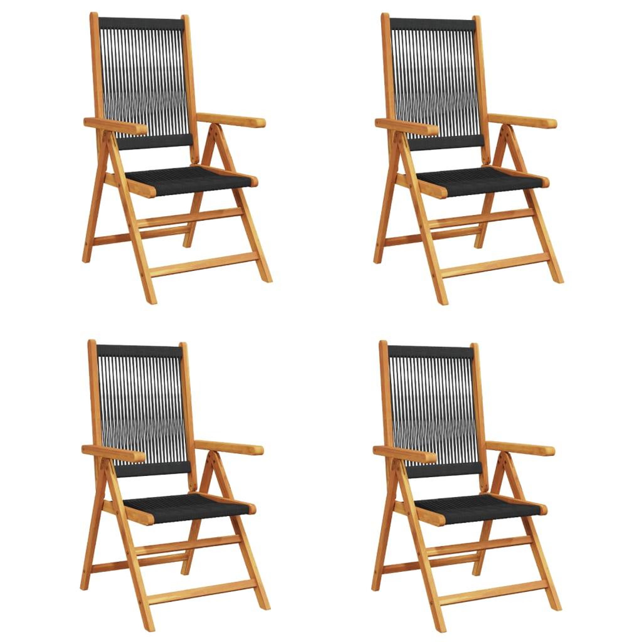 Voir la diapositive 2 : VIDAXL Chaises inclinables de jardin lot de 4 noir bois massif acacia