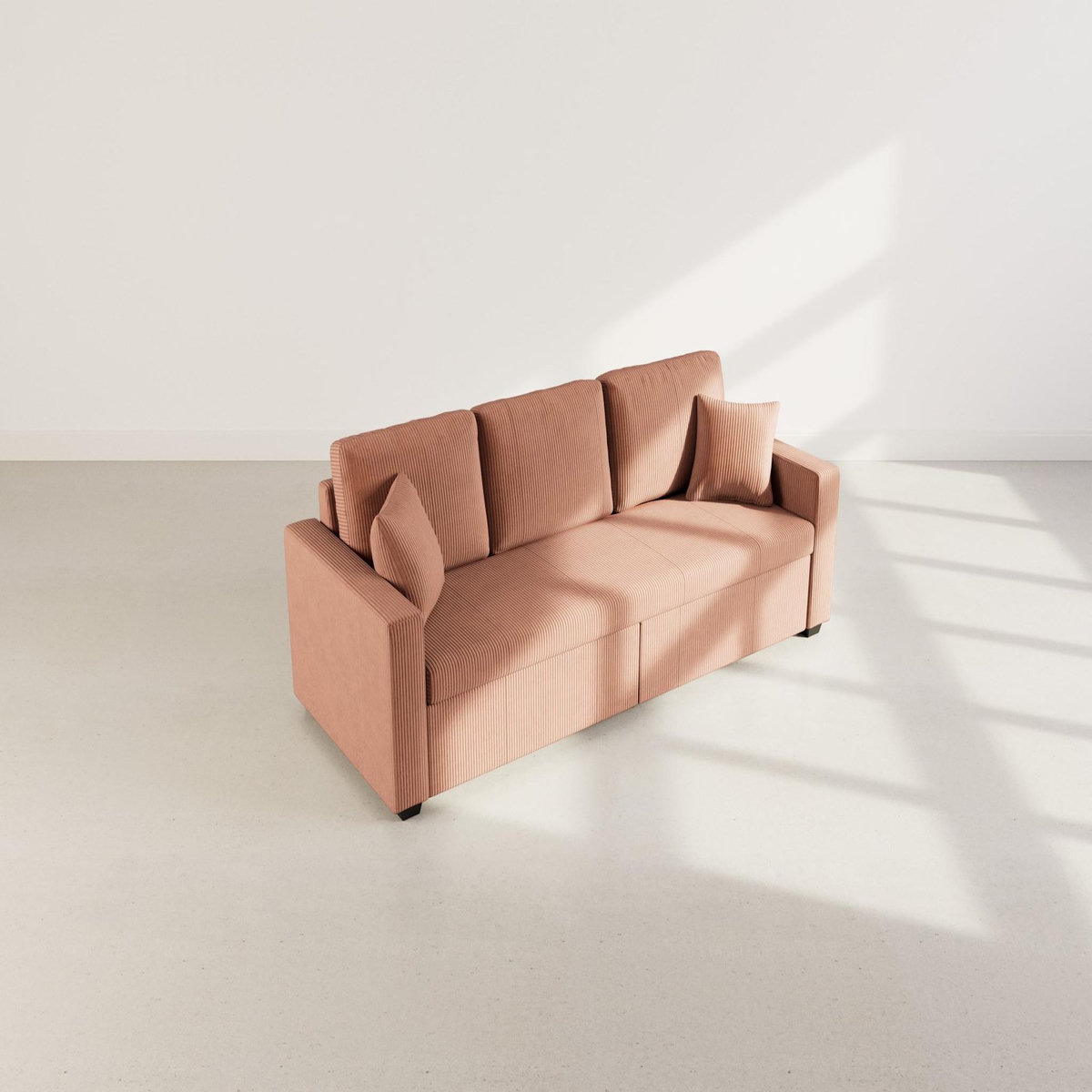 BEST MOBILIER Cyrus - canapé droit 3 places convertible en velours côtelé