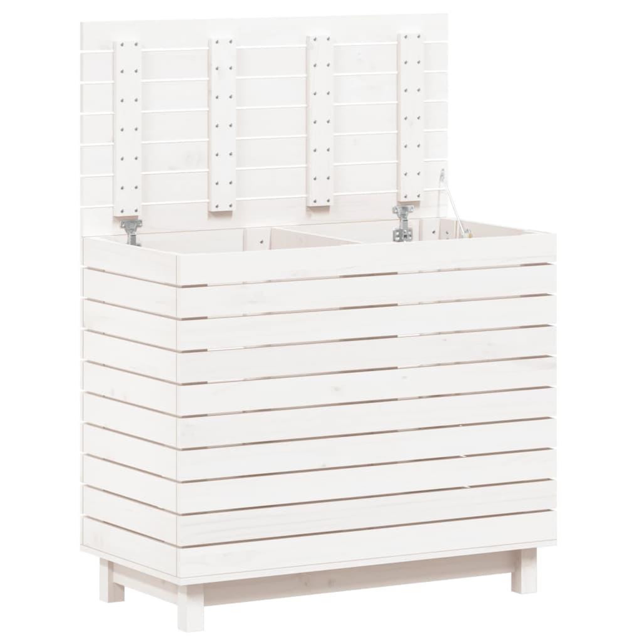 Voir la diapositive 4 : VIDAXL Panier a linge blanc 88,5x44x76 cm Bois massif de pin
