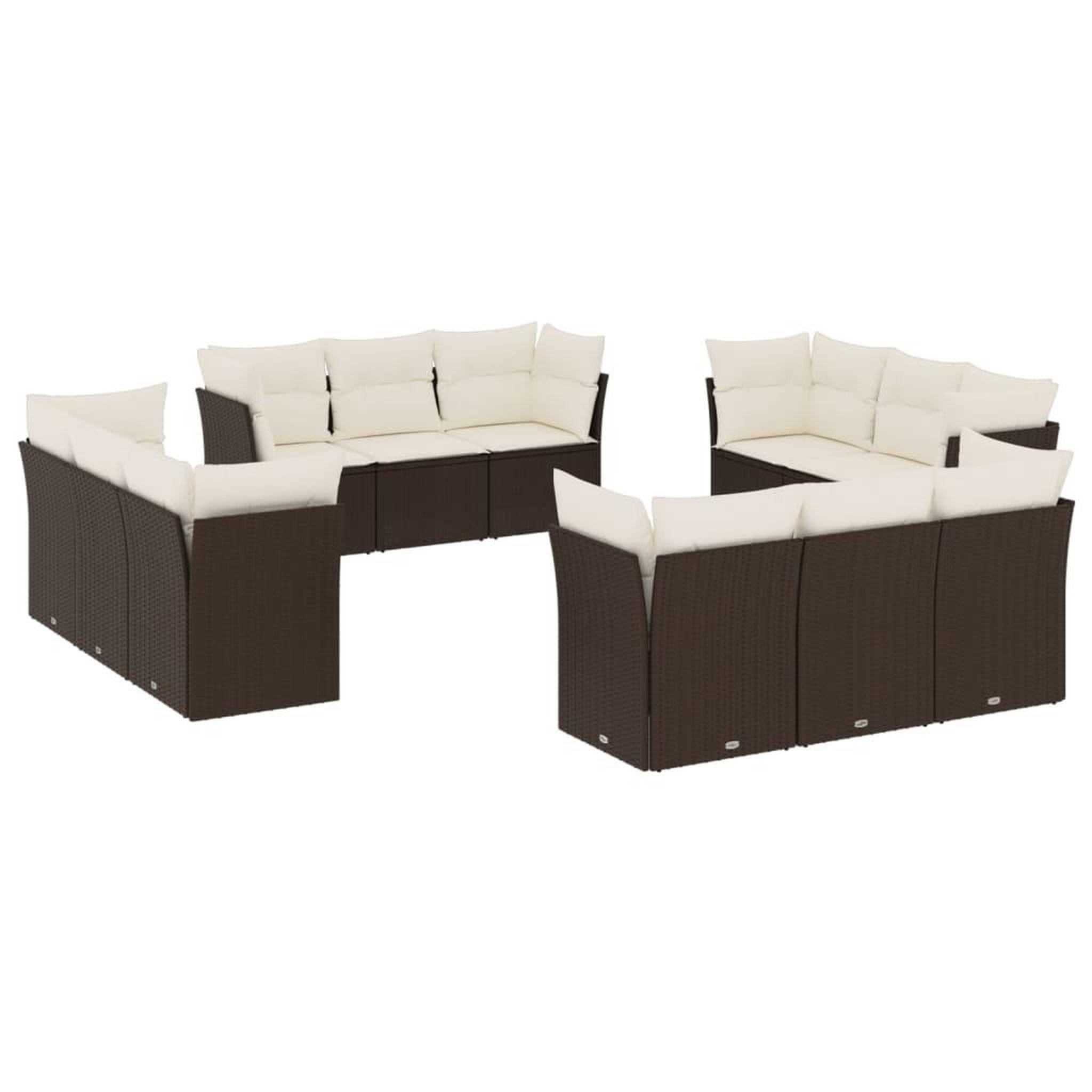 Voir la diapositive 2 : VIDAXL Salon de jardin avec coussins 12 pcs marron resine tressee