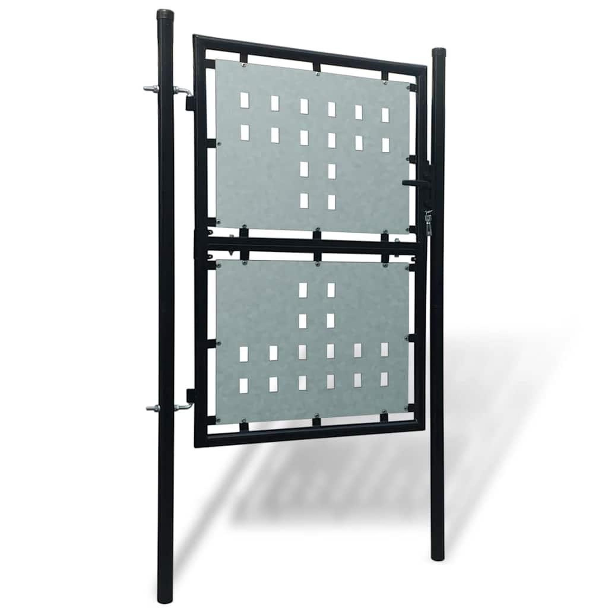 Voir la diapositive 2 : VIDAXL Portail de cloture noir a une porte 100x150 cm