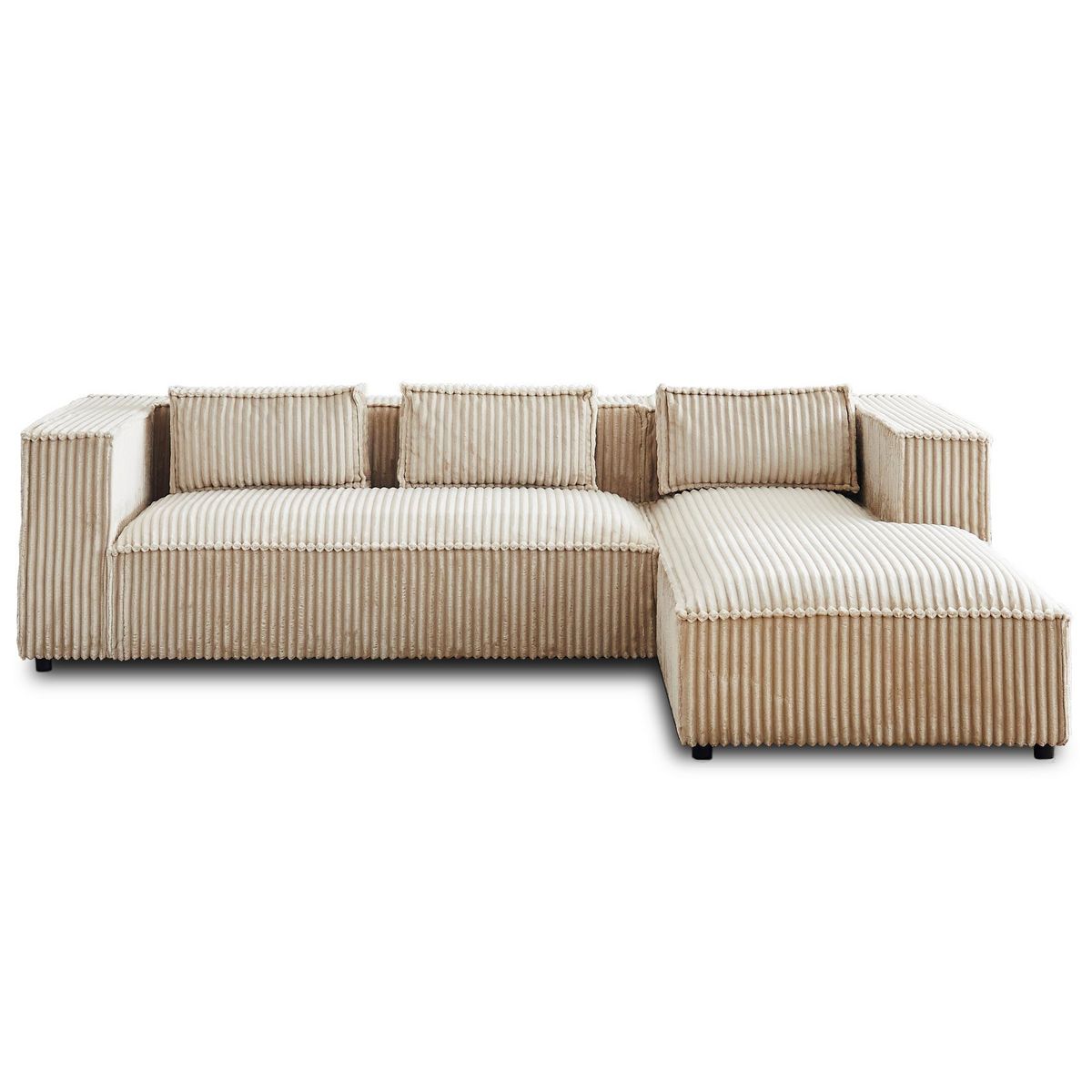 LISA DESIGN Stella - canapé d'angle droit - 4 places - en velours côtelé grosses côtes