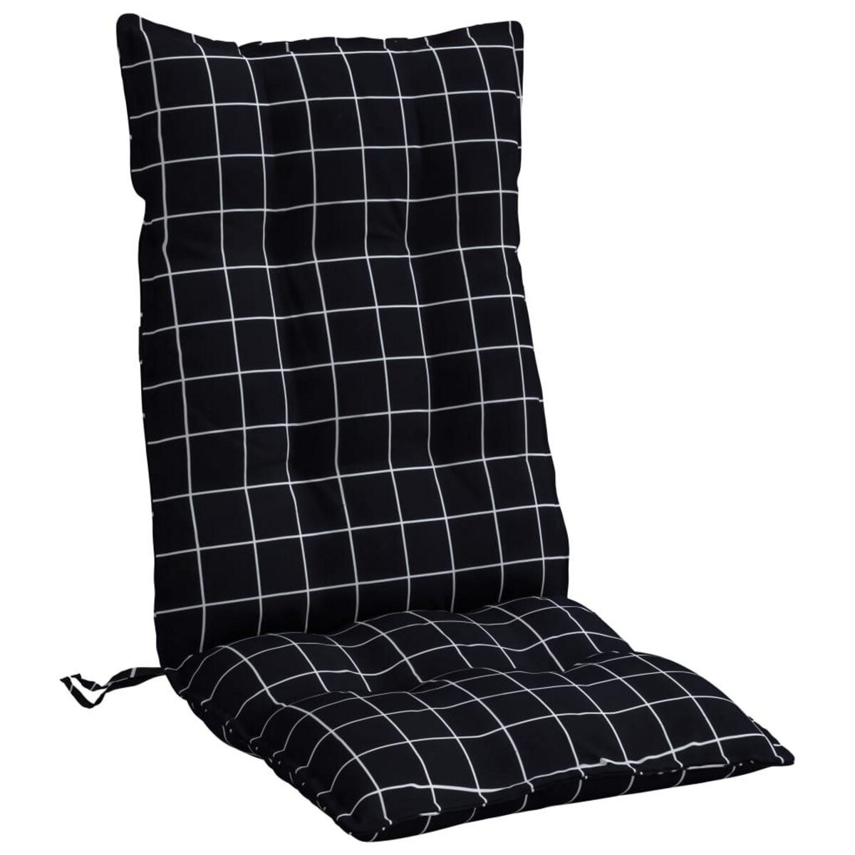 VIDAXL Coussins de chaise a dossier haut lot de 6 motif carreaux noir