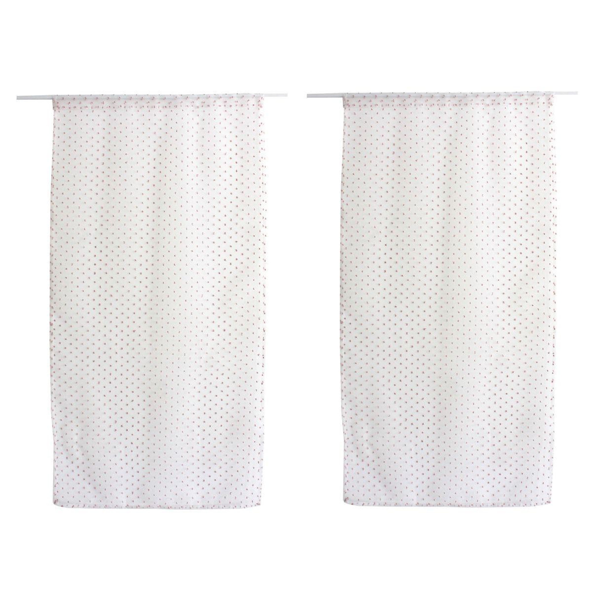 Voir la diapositive 3 : ENJOY HOME Paire de voilages  lolita  60x160cm blanc & rose