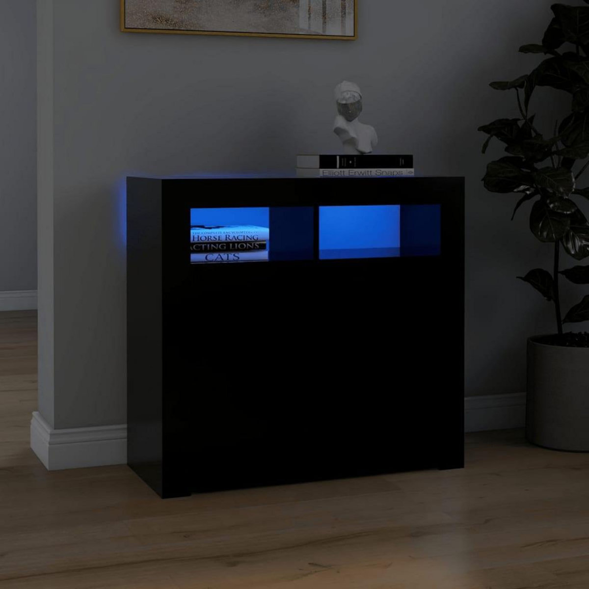 VIDAXL Buffet avec lumieres LED noir 80x35x75 cm