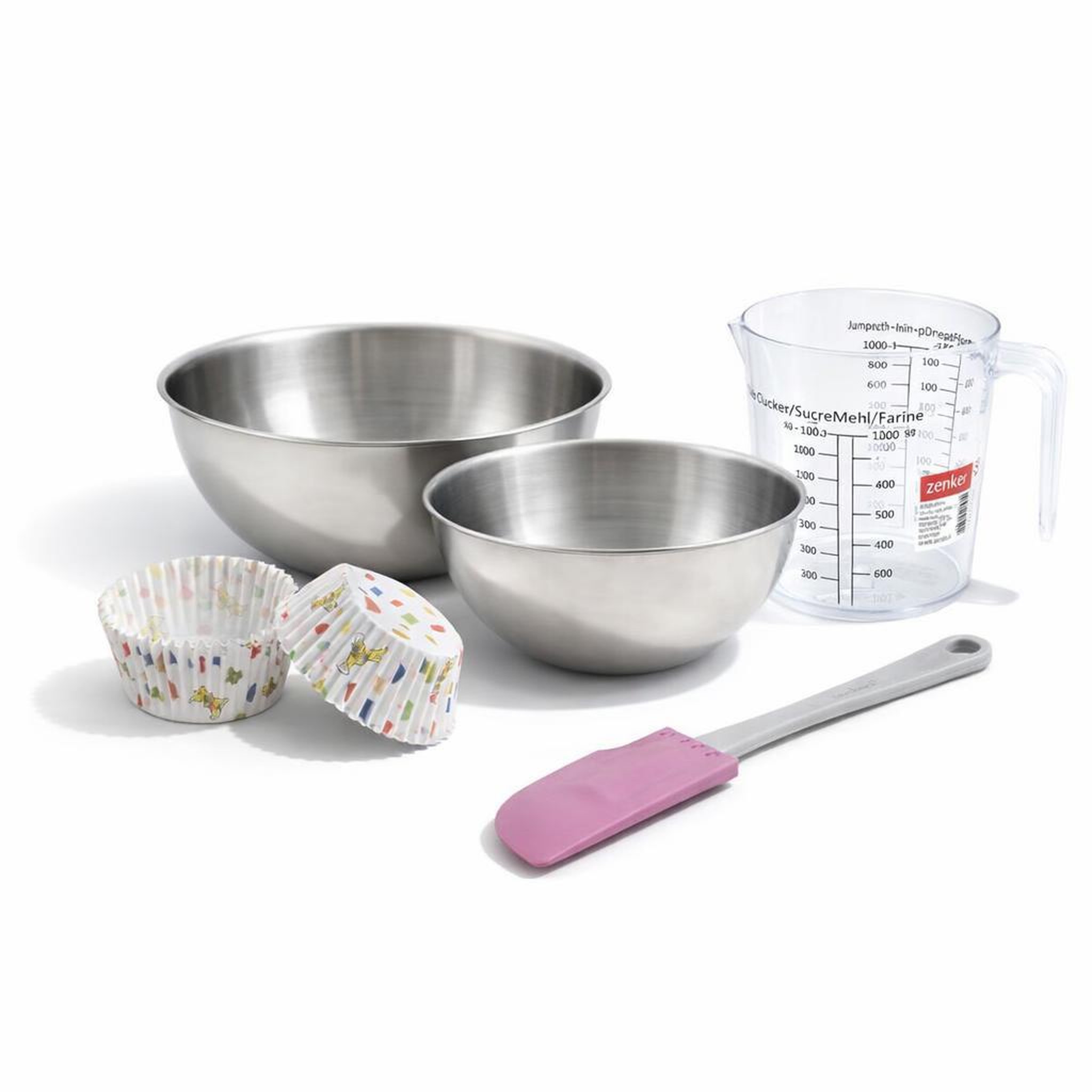 Voir la diapositive 1 : ZENKER Set de 54 ustensiles de pâtisserie moules à muffins bols à mixer spatule et verre doseur zenker haribo