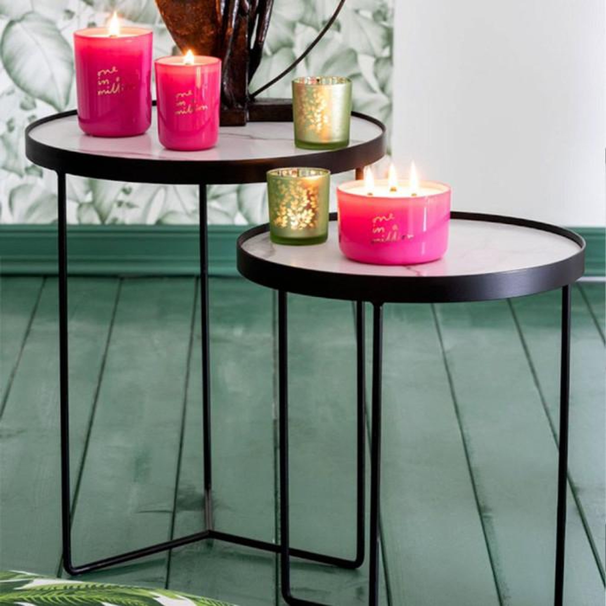 Voir la diapositive 4 : Paris Prix Lot de 2 Tables d'Appoint  Mona  55cm Noir & Blanc