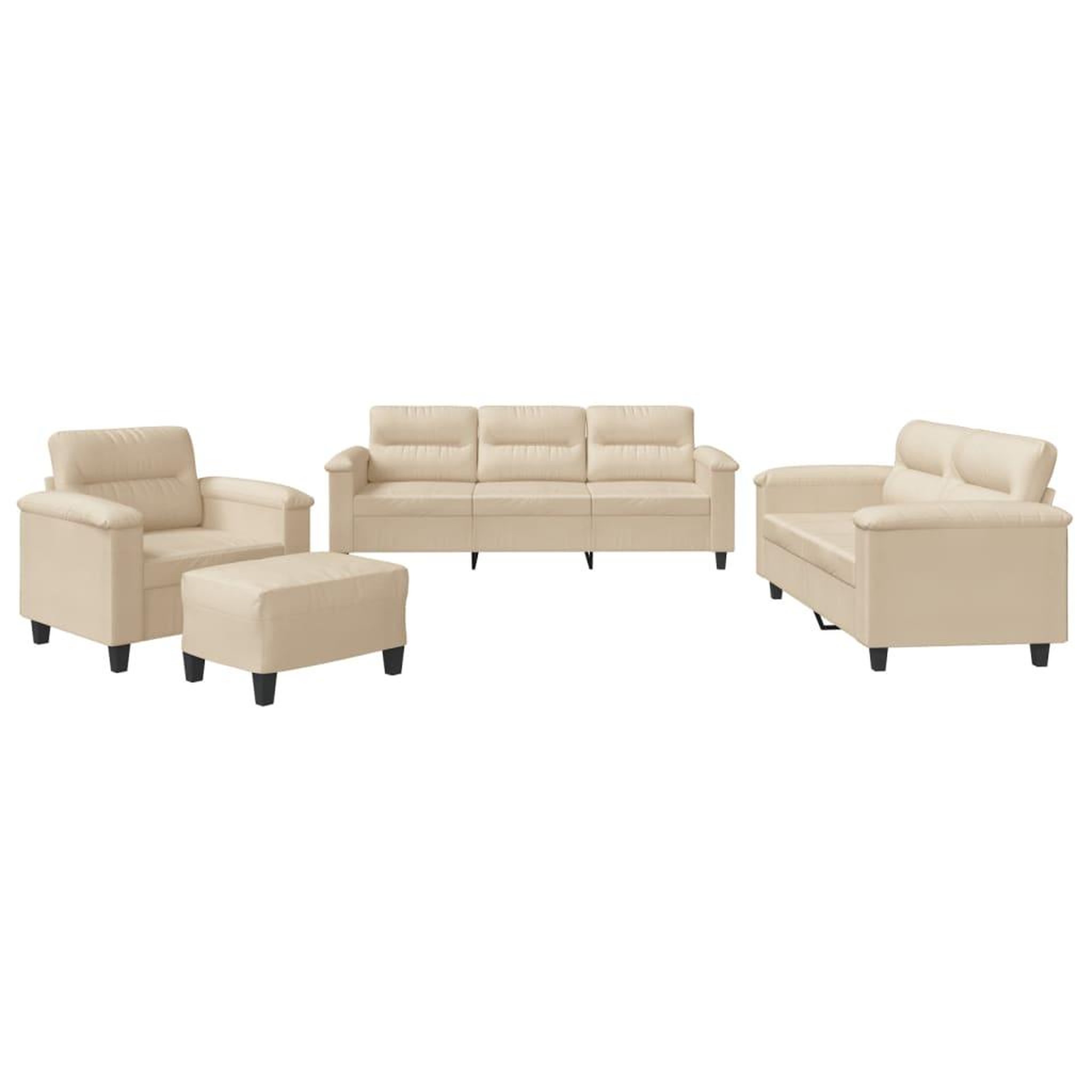 Voir la diapositive 2 : VIDAXL Ensemble de canapes 4 pcs avec coussins creme tissu microfibre