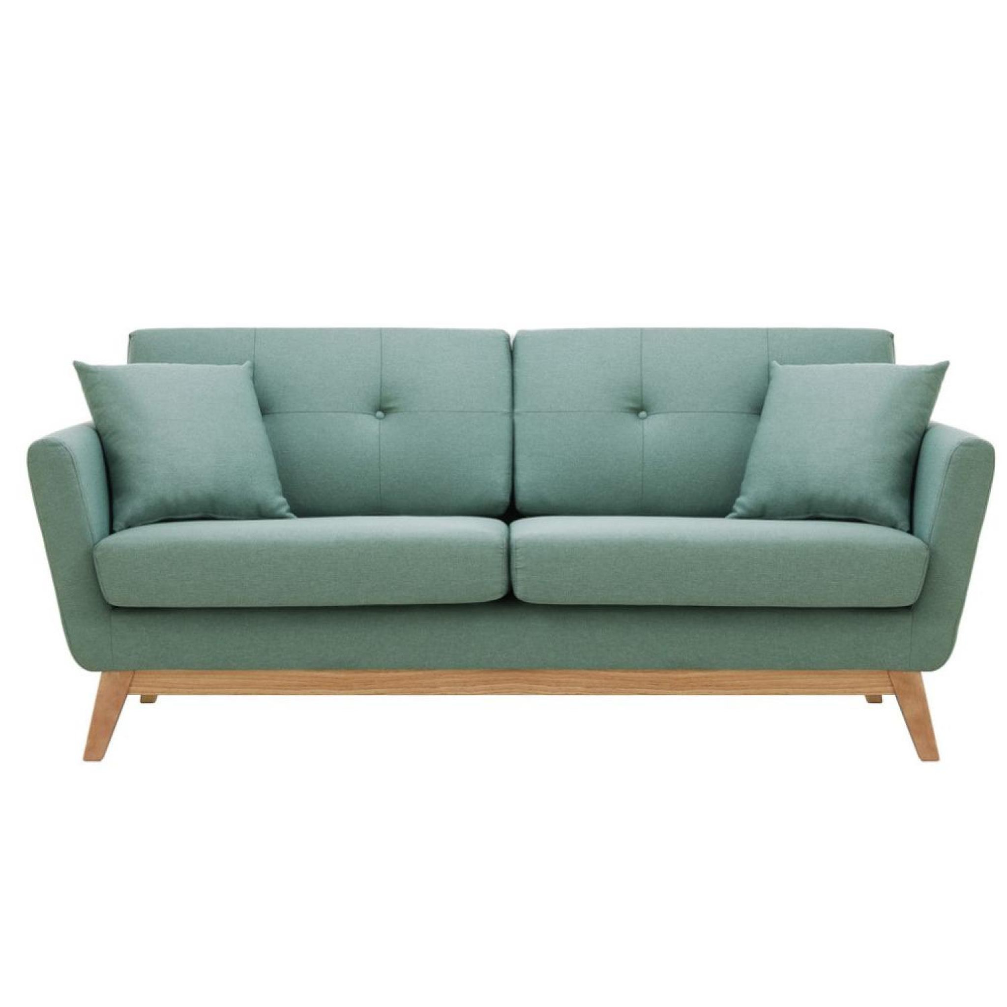 CONCEPT USINE Canapé 3 places scandinave et 2 coussins en tissu vert d'eau hoga