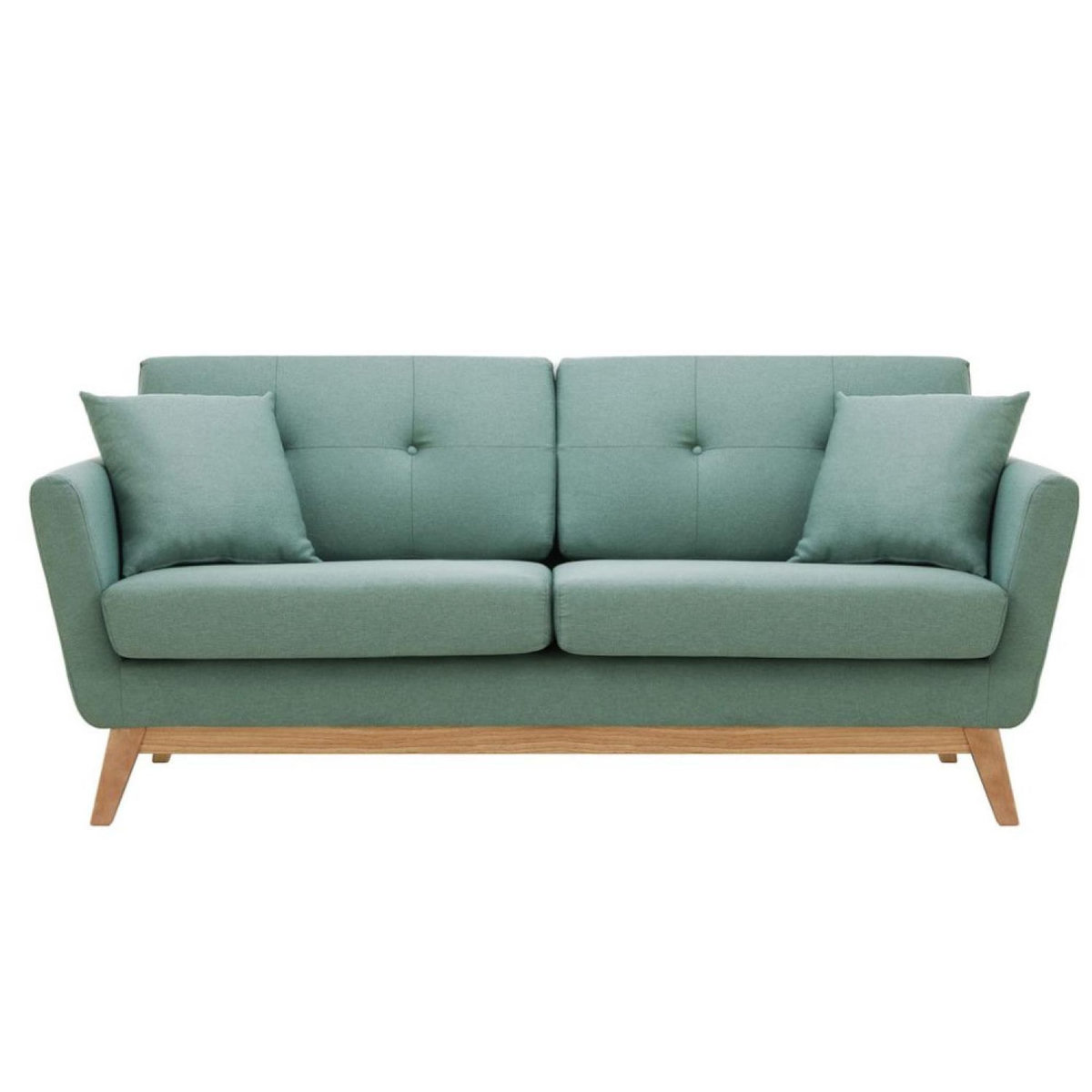 CONCEPT USINE Canapé 3 places scandinave et 2 coussins en tissu vert d'eau HOGA