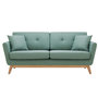 Voir la diapositive 1 : CONCEPT USINE Canapé 3 places scandinave et 2 coussins en tissu vert d'eau HOGA