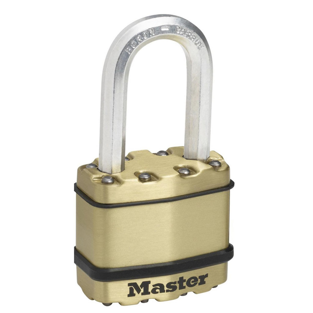 Master lock Cadenas Haute Sécurité [A Clé] [Acier Laminé + Finition Laiton] [Extérieur] [Anse M] M1BEURDLF