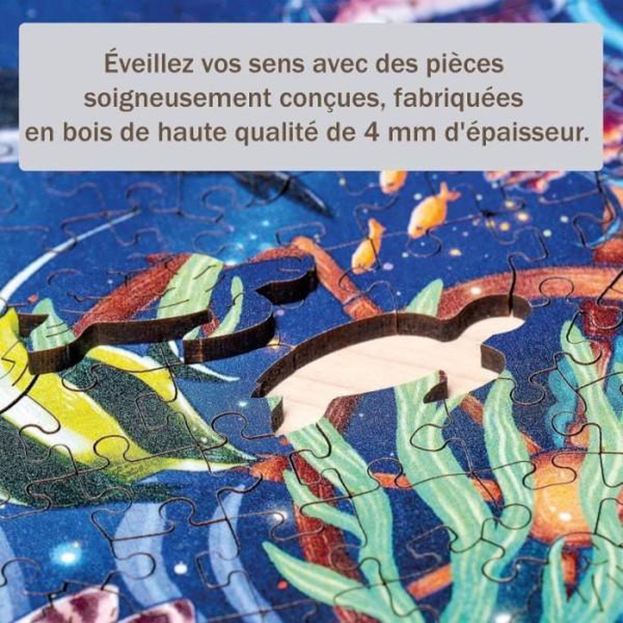 Voir la diapositive 2 : RAVENSBURGER Puzzle en bois monde marin coloré 500 pieces robustes et naturelles dont 40 figurines en bois (whimsies), qualité premium - po