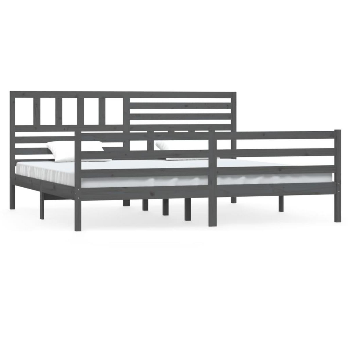 VIDAXL Cadre de lit sans matelas bois massif gris 200x200 cm