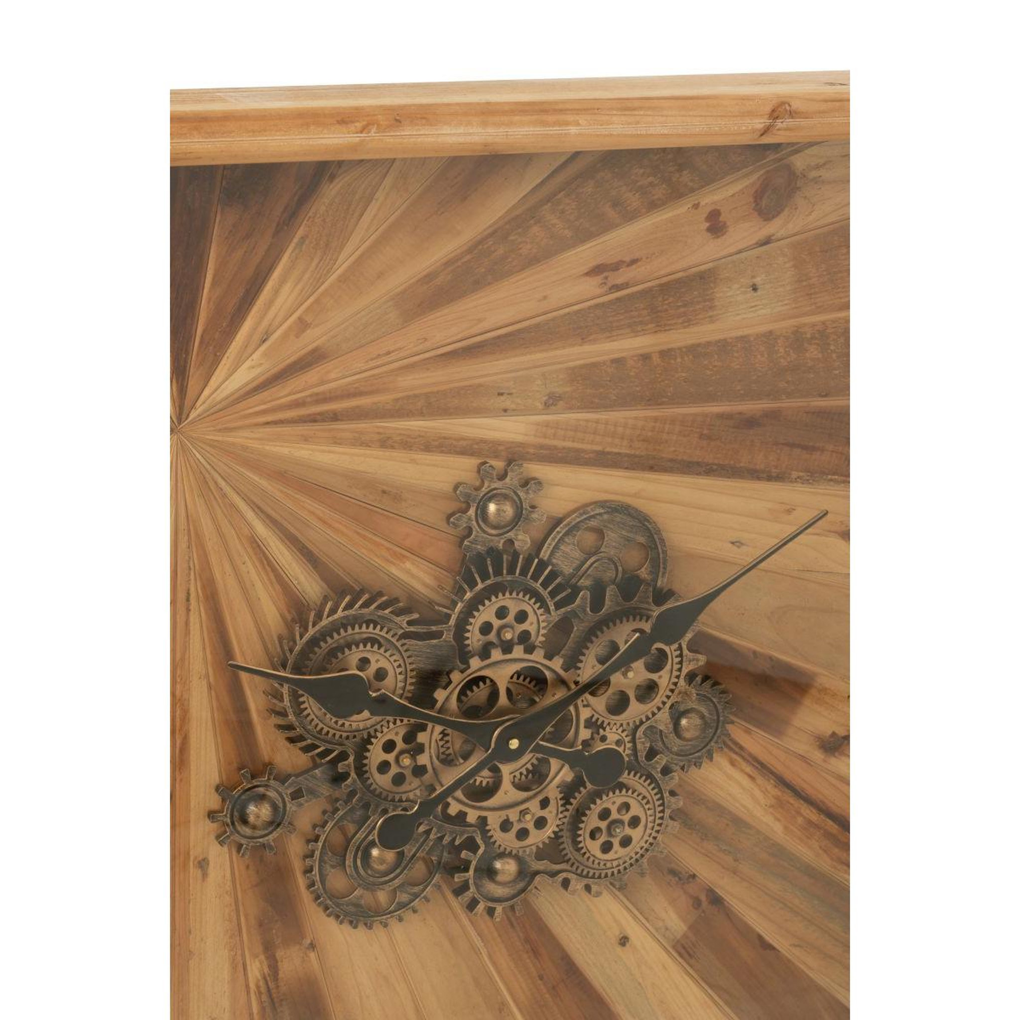 Voir la diapositive 3 : J-LINE Horloge murale engrenage  chalet  80cm naturel