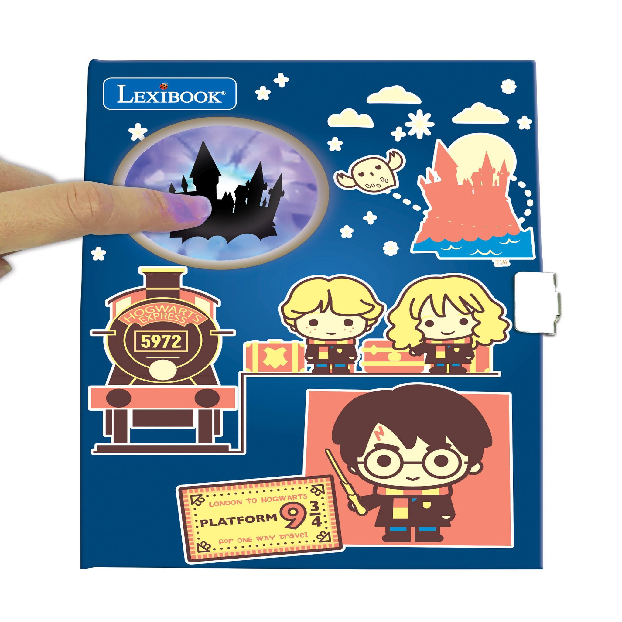 Voir la diapositive 2 : Lexibook Journal Intime Electronique Harry Potter avec effets lumineux et accessoires (stickers, stylo en forme de baguette magique, feutres, ruban adhésif)