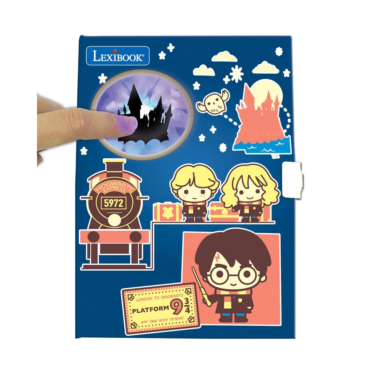 Lexibook Journal Intime Electronique Harry Potter avec effets lumineux et accessoires (stickers, stylo en forme de baguette magique, feutres, ruban adhésif)