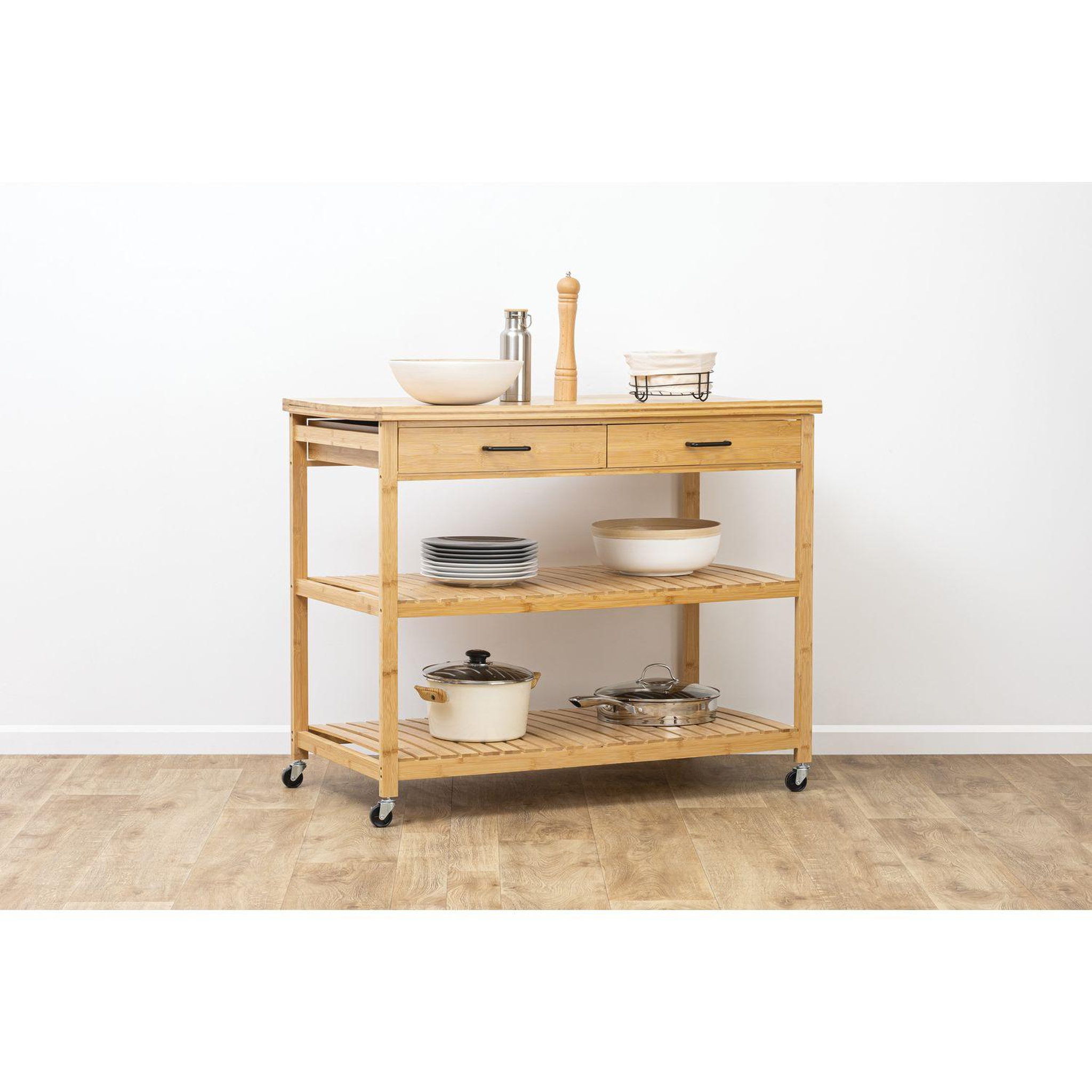 Voir la diapositive 2 : FIVE Ilot 2 tiroirs 2 niveaux en bois linha - beige