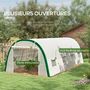 Voir la diapositive 5 : OUTSUNNY Serre de jardin tunnel surface sol 18 m² châssis tubulaire acier galvanisé renforcé 24 mm 8 fenêtres PE maillé blanc vert