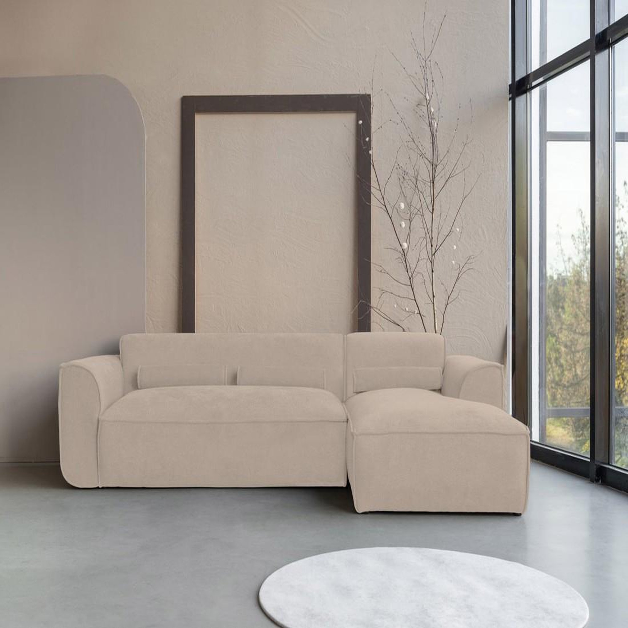 Voir la diapositive 4 : BEST MOBILIER Felix - canapé modulable d'angle droit 4 places en tissu texturé