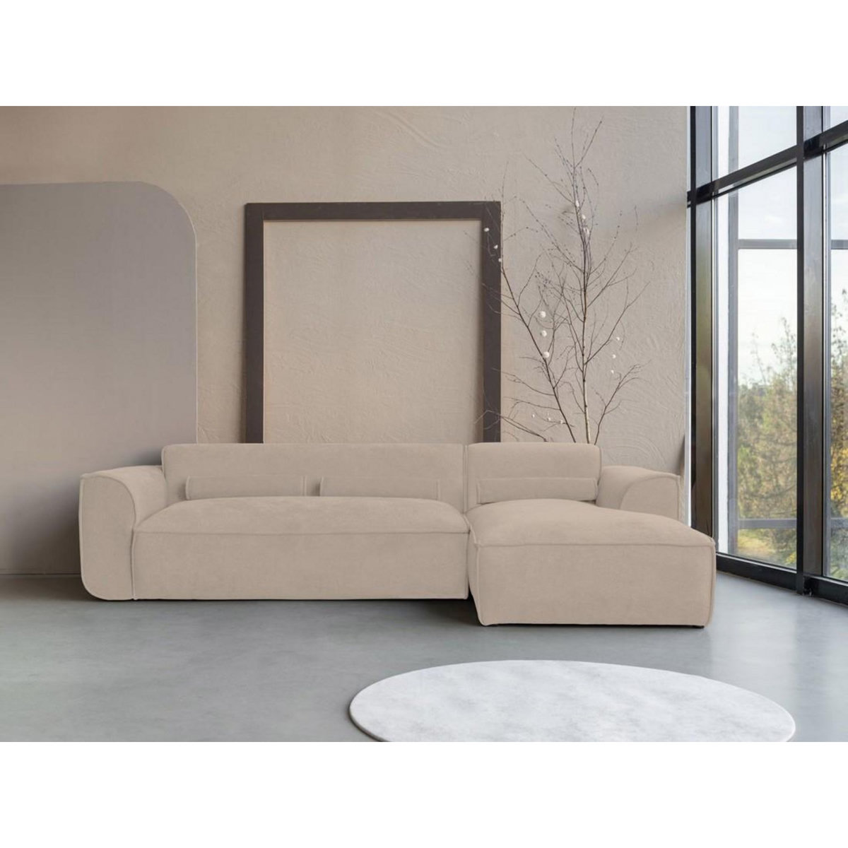 BEST MOBILIER Felix - canapé modulable d'angle droit 4 places en tissu texturé