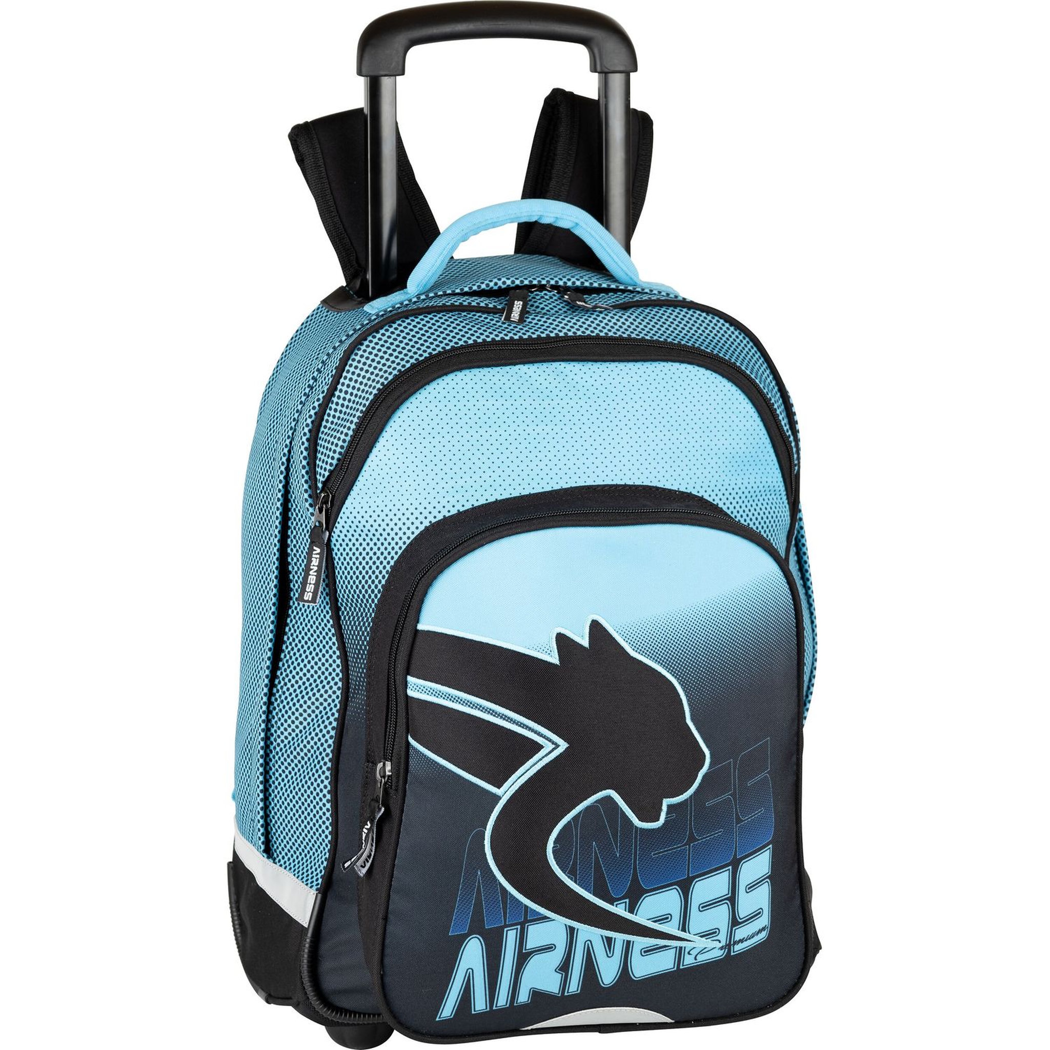 AIRNESS Sac à dos à roulettes 2 compartiments bleu et noir