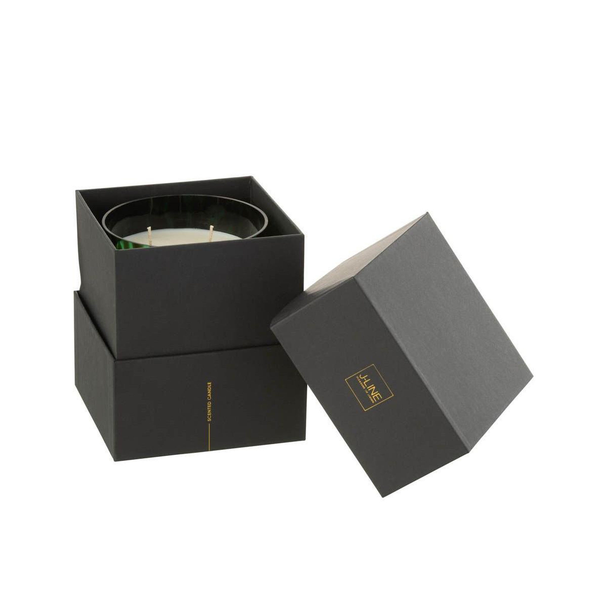 Voir la diapositive 3 : J-LINE Bougie parfumée  noa  16cm bois de santal vert