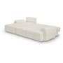 Voir la diapositive 4 : MARKET24 Canapé d'angle gauche convertible 4/5 places MILO - Tissu bouclette beige clair - Coffre de rangement - L 264 x H 84 x P 99/145