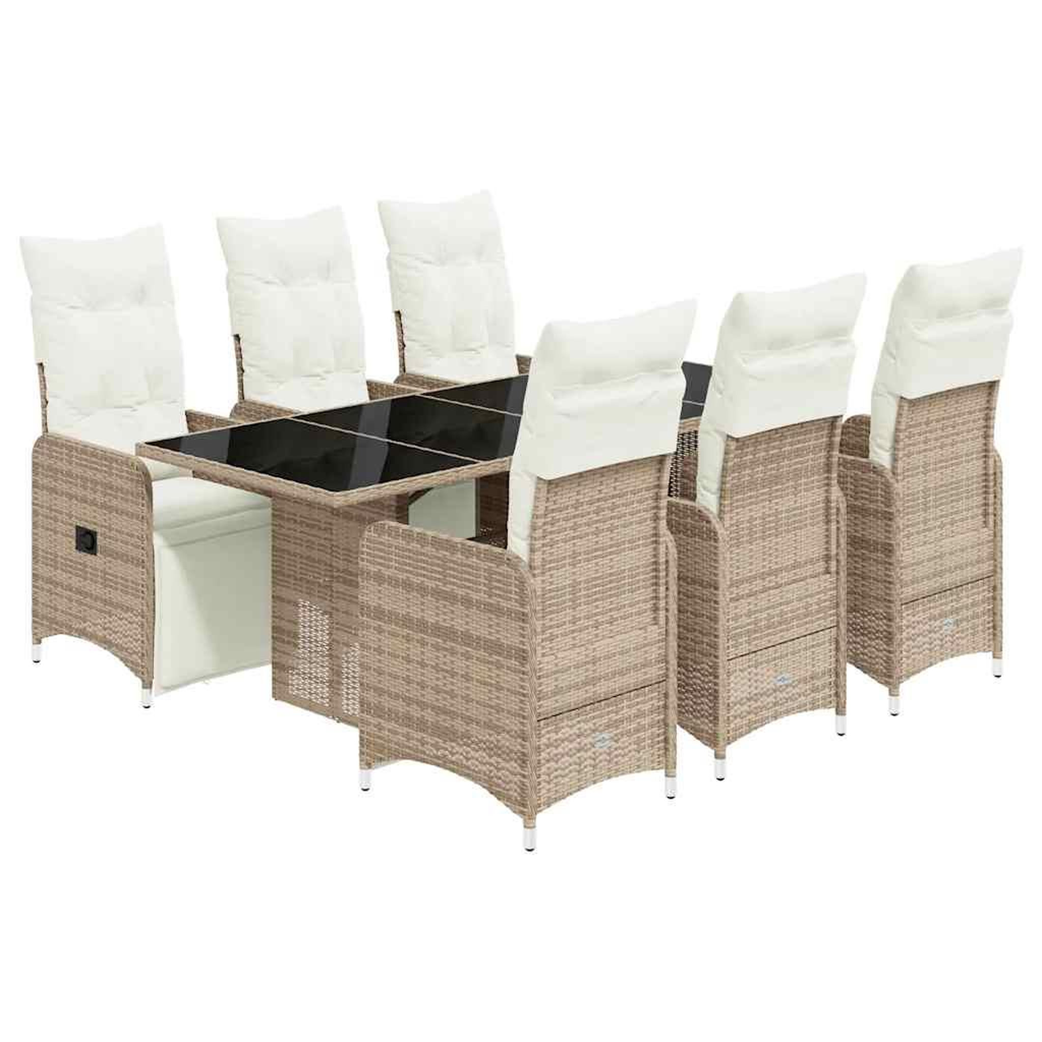 Voir la diapositive 2 : VIDAXL Ensemble de bistro de jardin 7 pcs coussins marron poly rotin