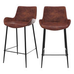 Rendez vous déco Lot de 2 chaises pour îlot central 65 cm en cuir synthétique marron-Pirata