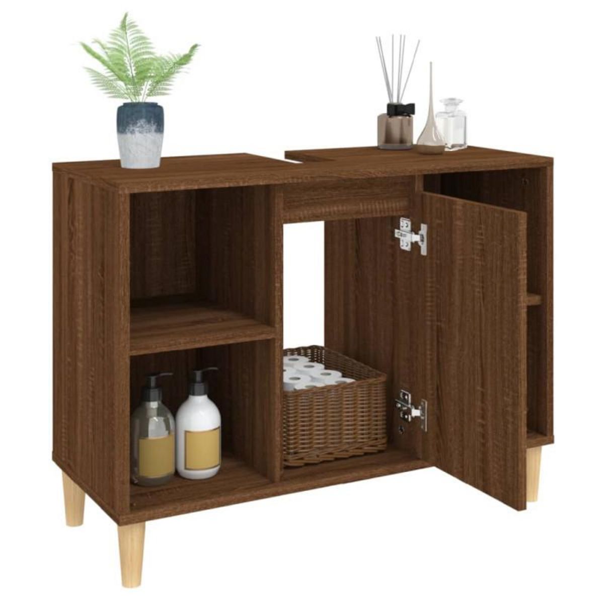 VIDAXL Meuble d évier chêne marron 80x33x60 cm bois d ingénierie