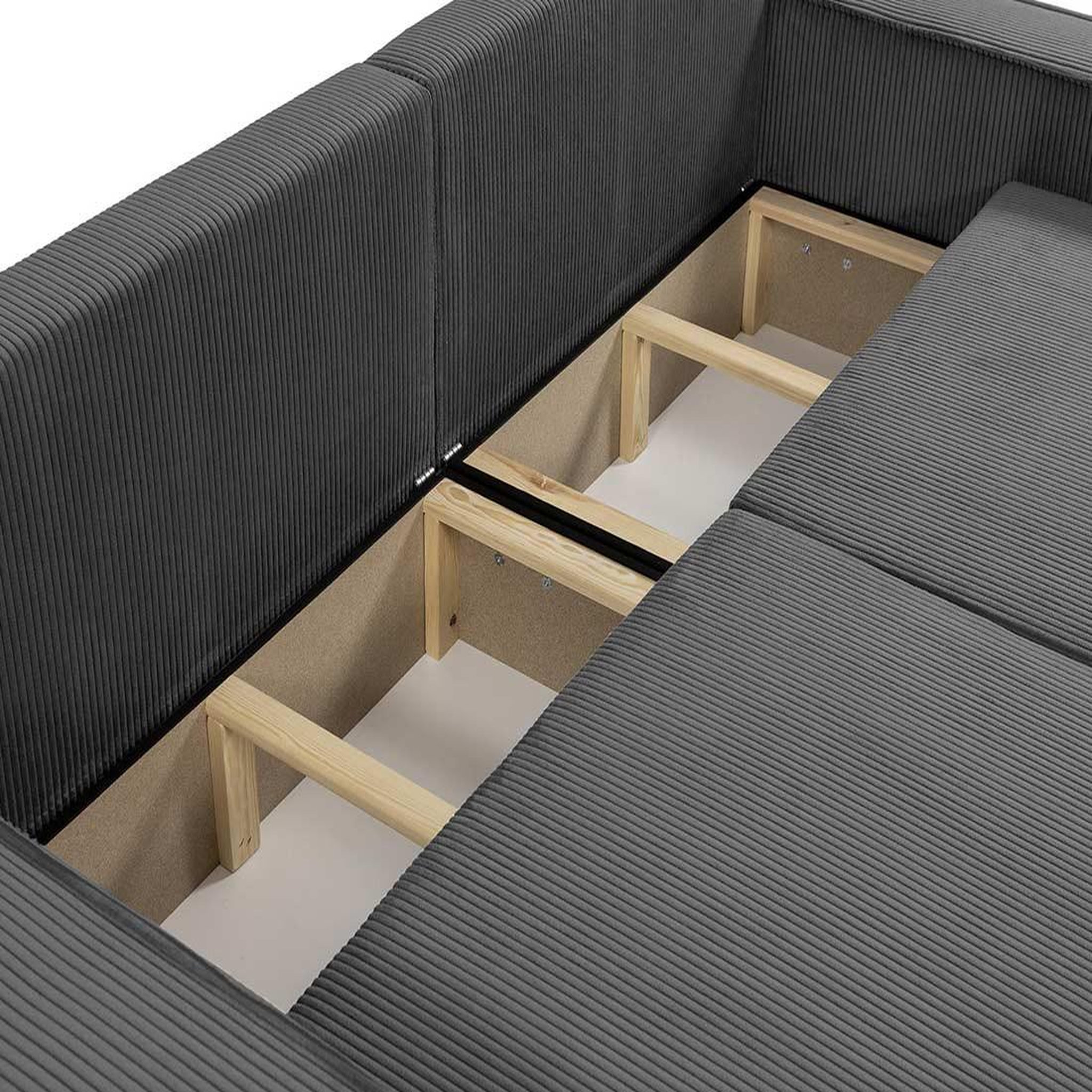 Voir la diapositive 5 : BEST MOBILIER Cezanne - canapé droit 3 places convertible avec coffre en velours côtelé