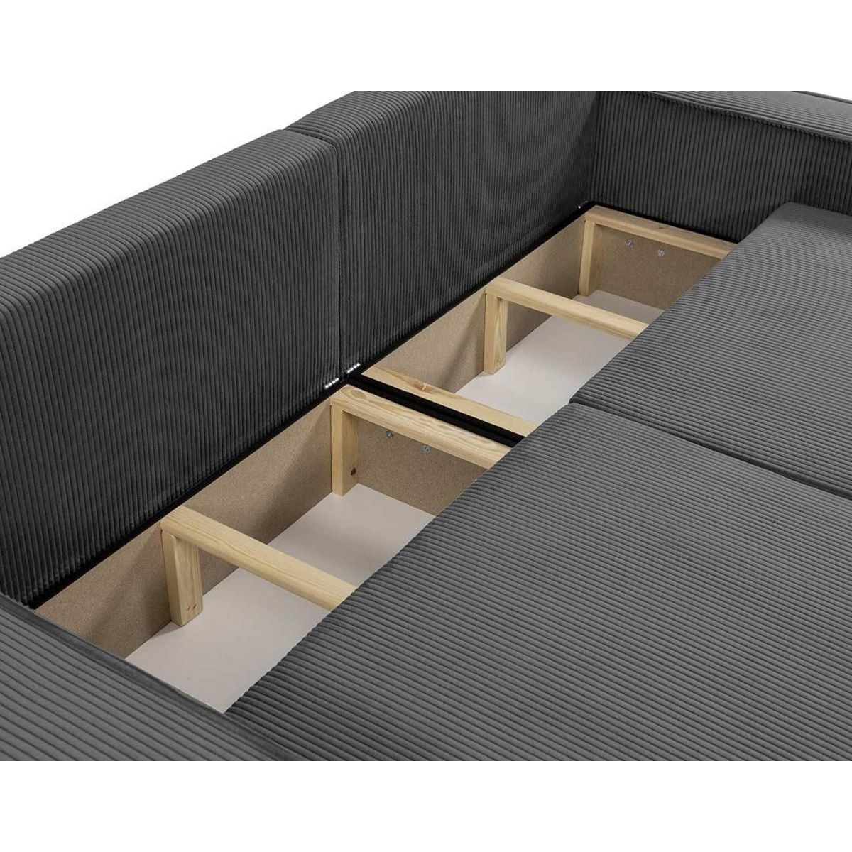 BEST MOBILIER Cezanne - canapé droit 3 places convertible avec coffre en velours côtelé