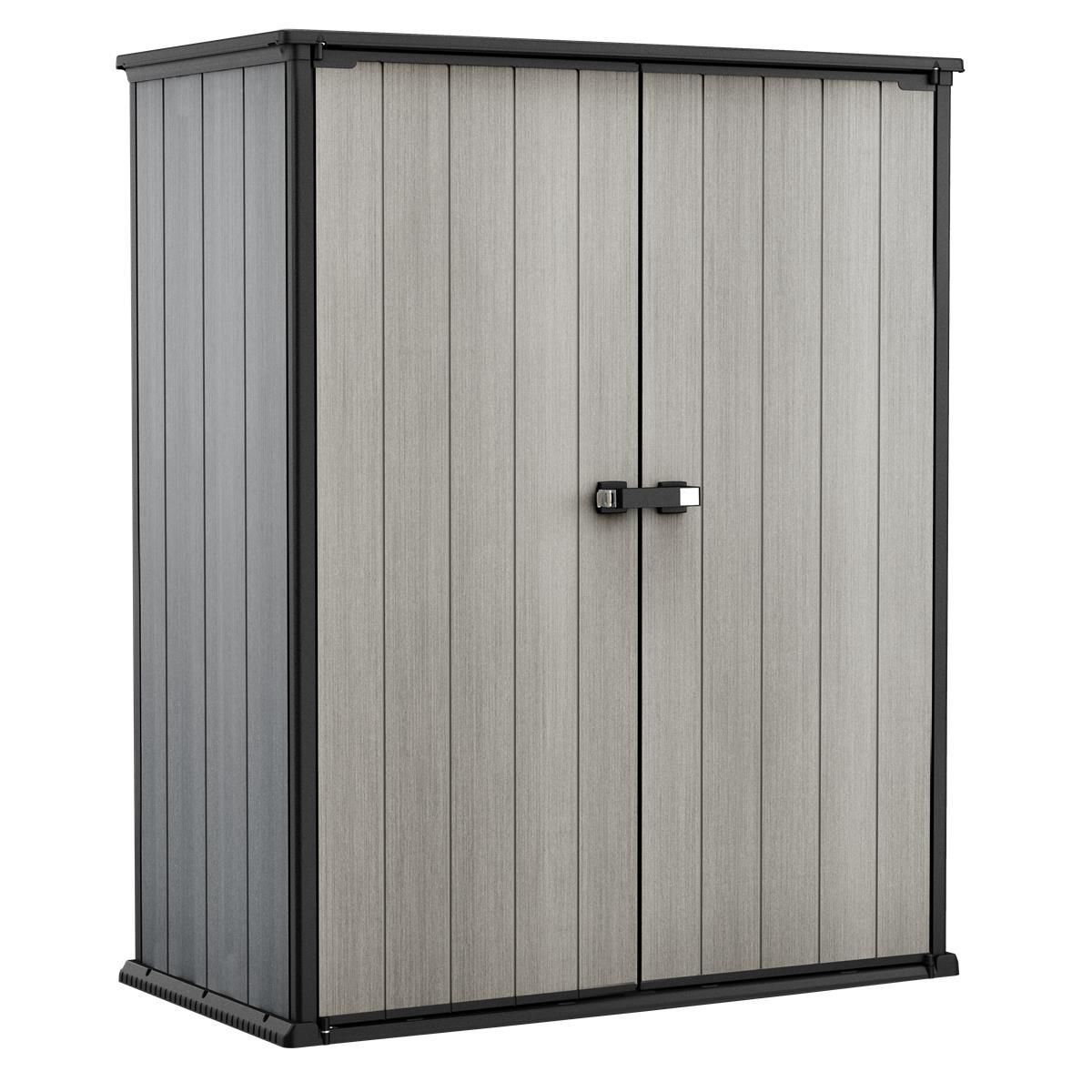 KETER Armoire de jardin HIGH STORE 1400L, hauteur 170cm aspect bois