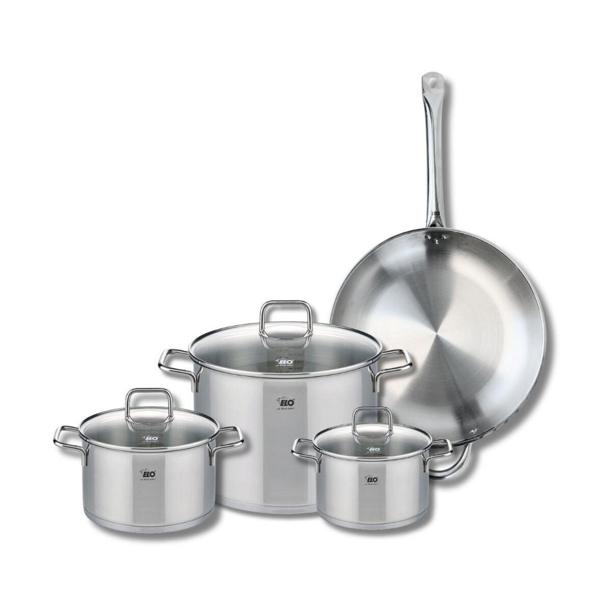 ELO Set de 1 Poêle de cuisson 32 cm et 3 faitouts 16, 20 et 26 cm Elo Profi Citrin