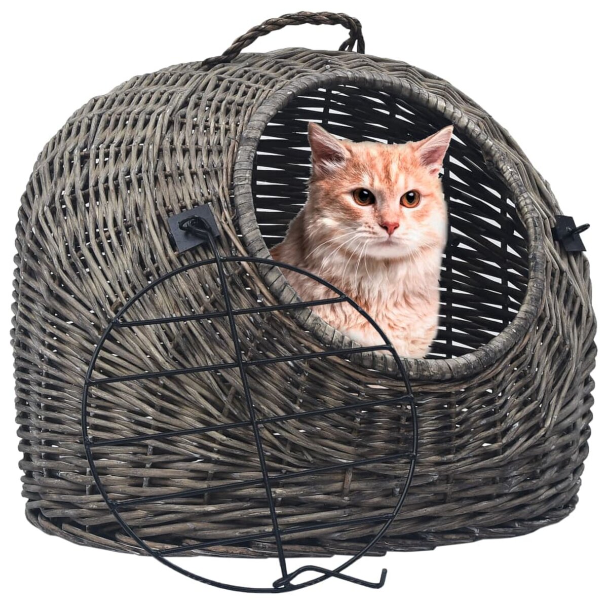 VIDAXL Cage de transport pour chats Gris 60x45x45 cm Saule naturel