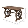 OUTSUNNY Table basse de jardin style rustique chic piètement roues charette bois sapin traité carbonisation