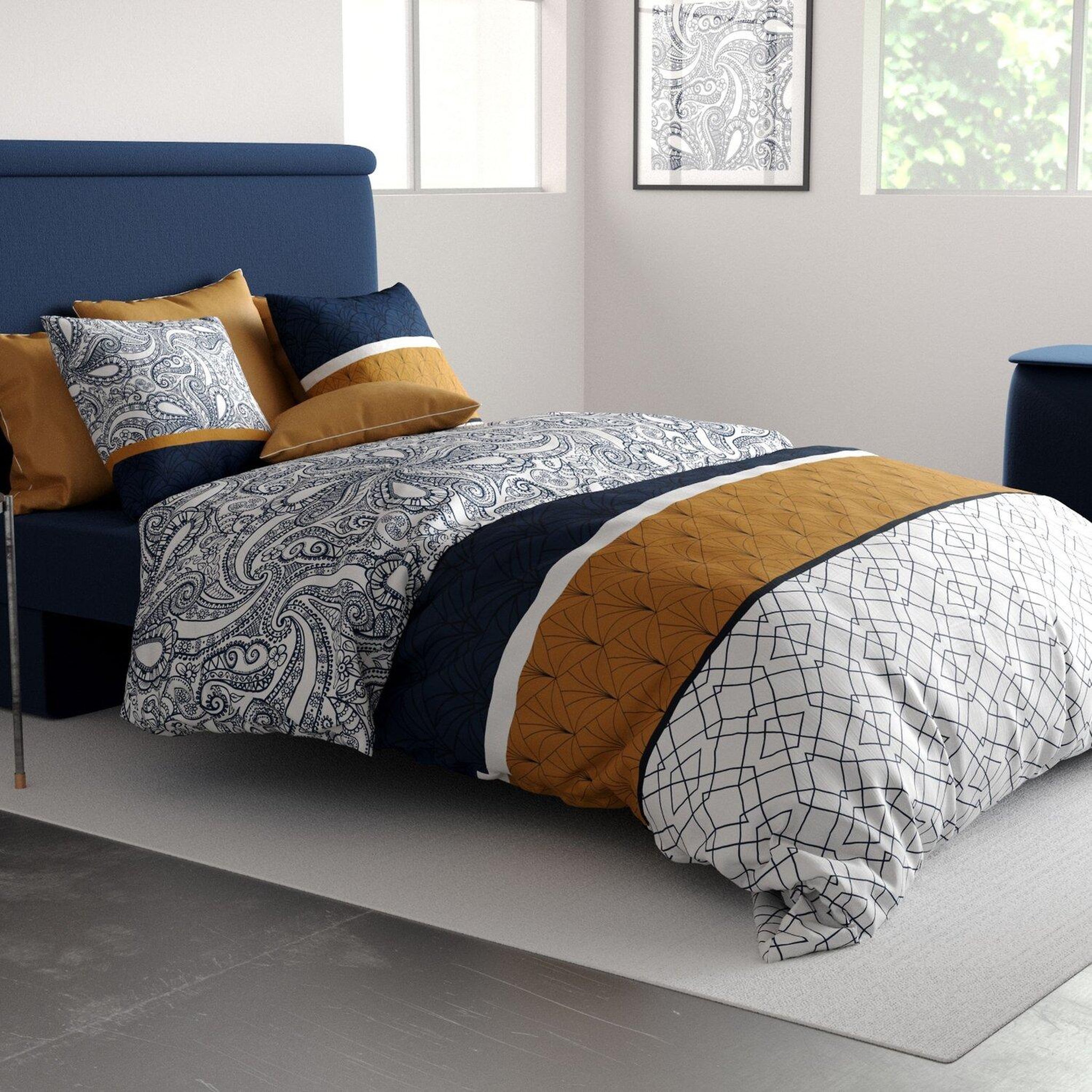 Voir la diapositive 2 : ATELIER DU COTON Parure housse de couette 100% coton 57fils dakota