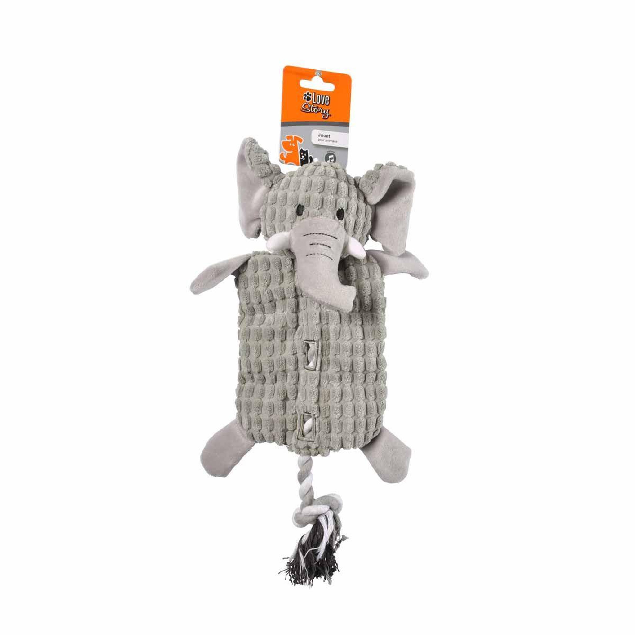 Voir la diapositive 2 : LOVE STORY Peluche pour chien  éléphant  37cm gris