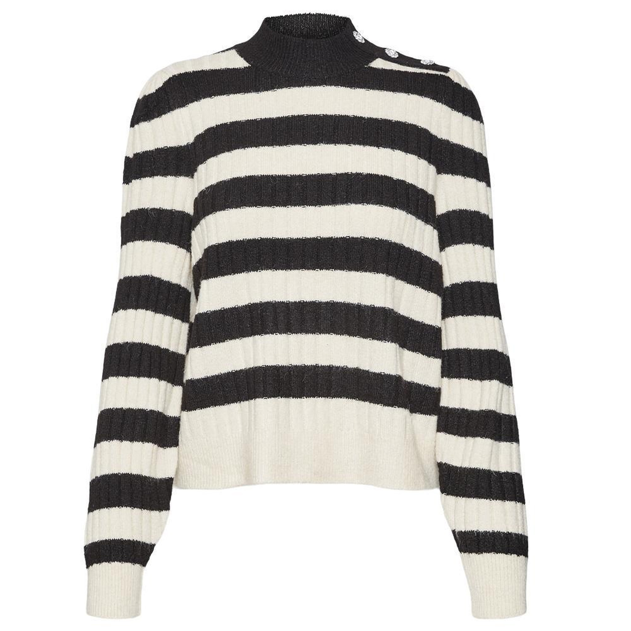 Vero Moda Pull Rayures Beige/Noir Femme Vero Moda Melya. Coloris disponibles : Noir