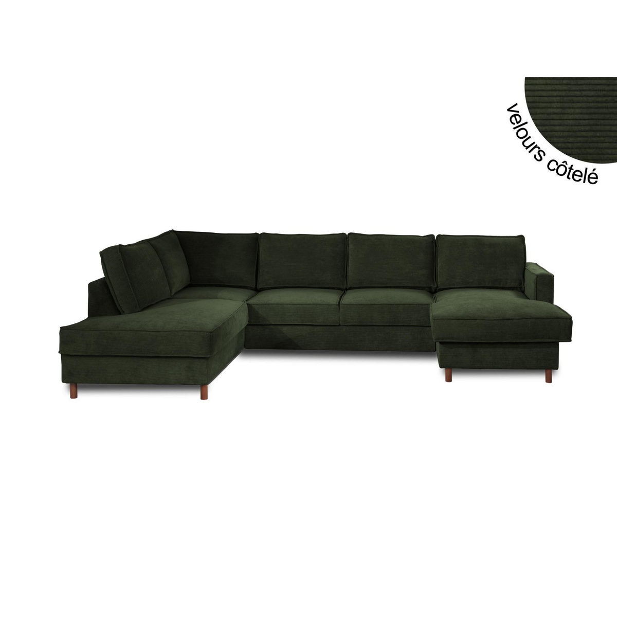 LISA DESIGN Jake - canapé panoramique d'angle gauche - convertible avec coffre - 7 places - en velours côtelé