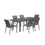 Voir la diapositive 1 : SWEEEK Table de jardin extensible aluminium + 6 assises anthracite. 4 chaises. 2 fauteuils. 6 places. textilène