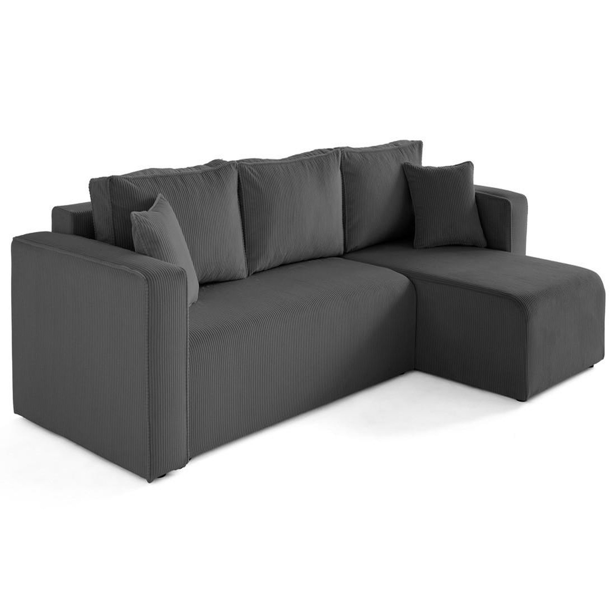 Voir la diapositive 3 : BEST MOBILIER Topaze - canapé d'angle déhoussable réversible 4 places en velours côtelé